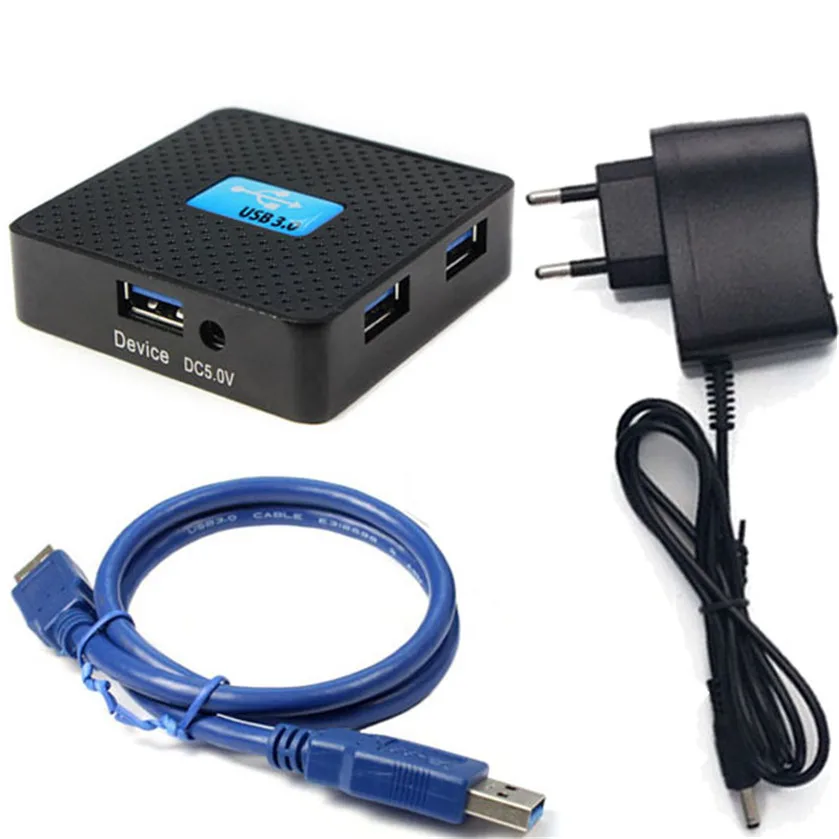 EU 5 Гбит/с Внешний USB 3 0 4 порта концентратор адаптер с адаптером питания для ПК ** |