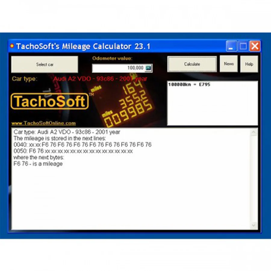 Новейший калькулятор пробега Tachosoft V23.1 Поддержка множества брендов автомобилей |