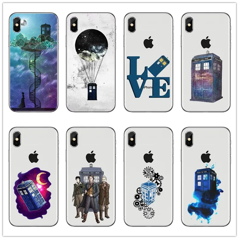 Прозрачный силиконовый мягкий ТПУ чехол Tardis Box Doctor Who для iPhone 6 7 8 Plus 11 12 Pro Mini X XR