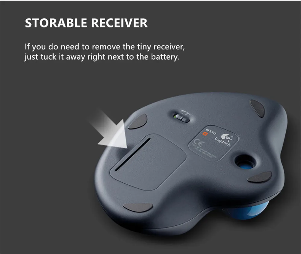 Оригинальная Беспроводная трекбол-Мышь logitech M570 2,4 Ghz эргономичная Вертикальная профессиональная рисованная лазерная мышь для Win10/8/7
