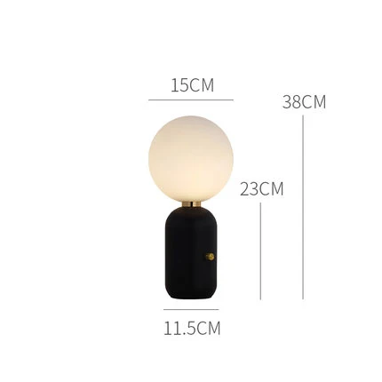 Black 15CM Нордическая настольная Светодиодная лампа Parachilna ABALLS светодиодный настольный настольная лампа пластина металлический молочный матовый стеклянный абажур лампа для чтения в спальне - Цвет абажура: Black 15CM