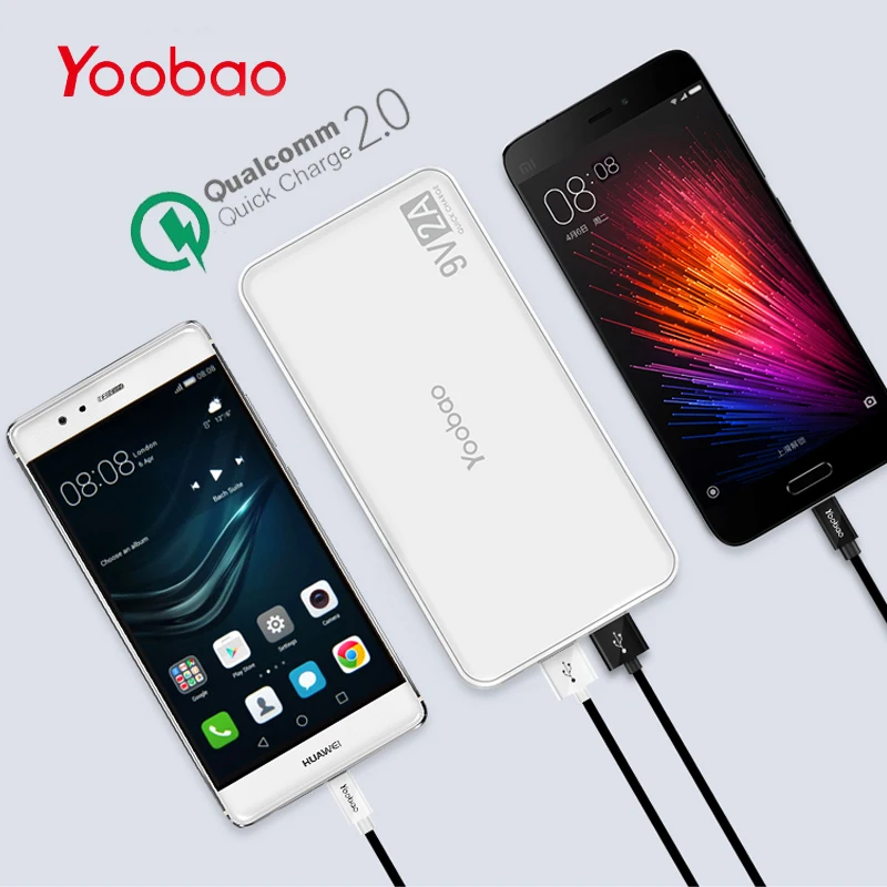 Yoobao Quick Charge power Bank для Xiaomi Mi 12000 mAh QC 2 0 Pover 9V 2A портативное зарядное устройство
