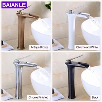 deck mounted bathroom antique bronze waterfall faucet basin mixer tap single hole single handle black brush chrome finished
