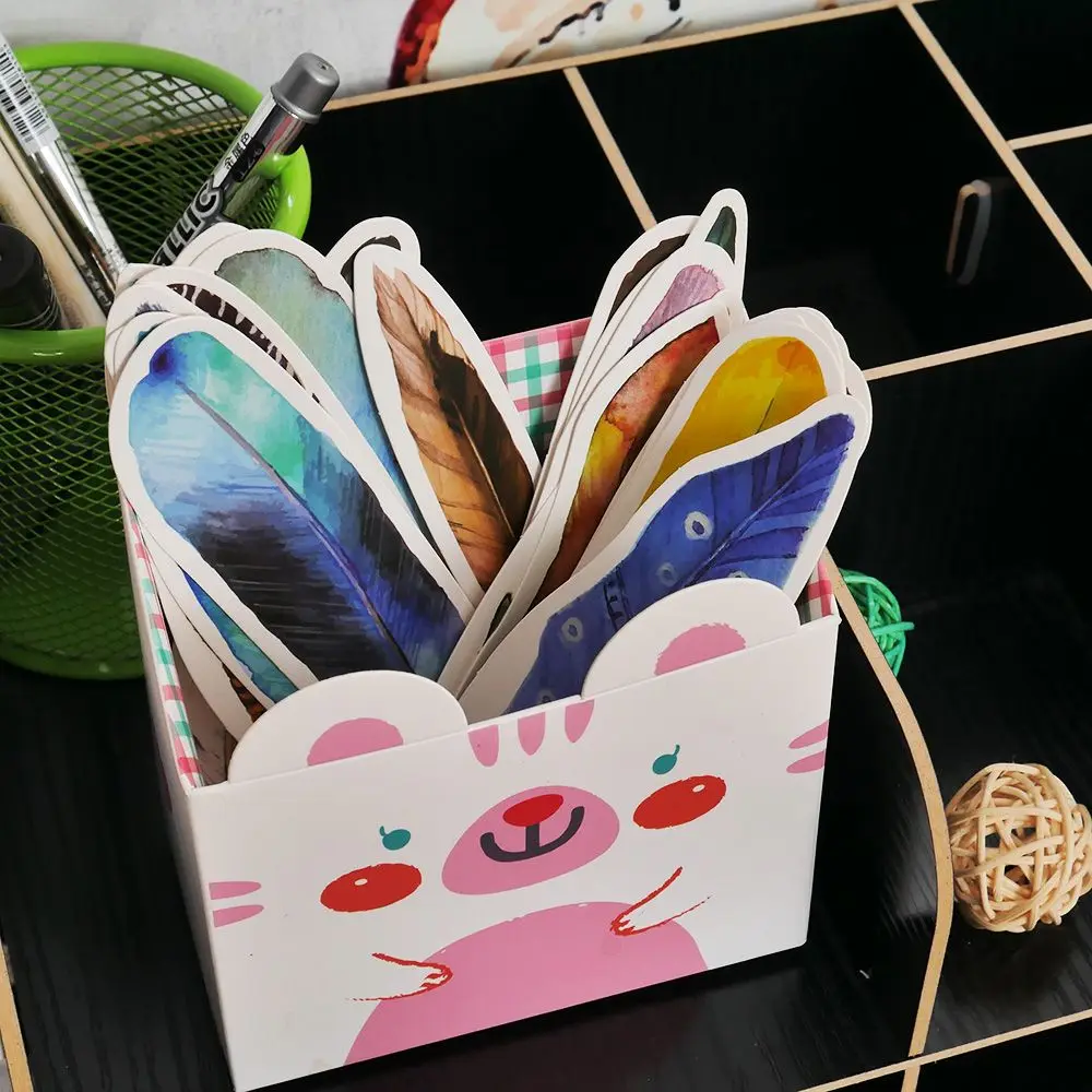 30 шт./партия, милые бумажные закладки Kawaii, винтажные перышки, закладки для книг для детей, школьные, материалов