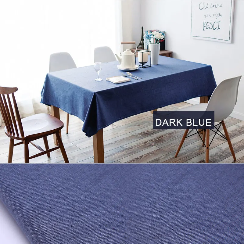 Dark blue Крышка стола прямоугольная скатерть элегантное украшение для дома однотонная кухонная домашняя столовая грязеотталкивающая скатерть - Цвет: Dark blue