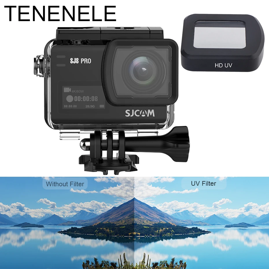 Фильтр для экшн камеры TENENELE Sjcam SJ8 Pro/Plus/Air HD UV Sport стеклянные фильтры