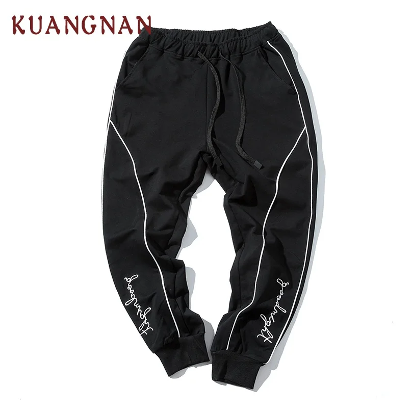 Мужские брюки в полоску KUANGNAN Японская уличная одежда для бега XXL стиле хип хоп