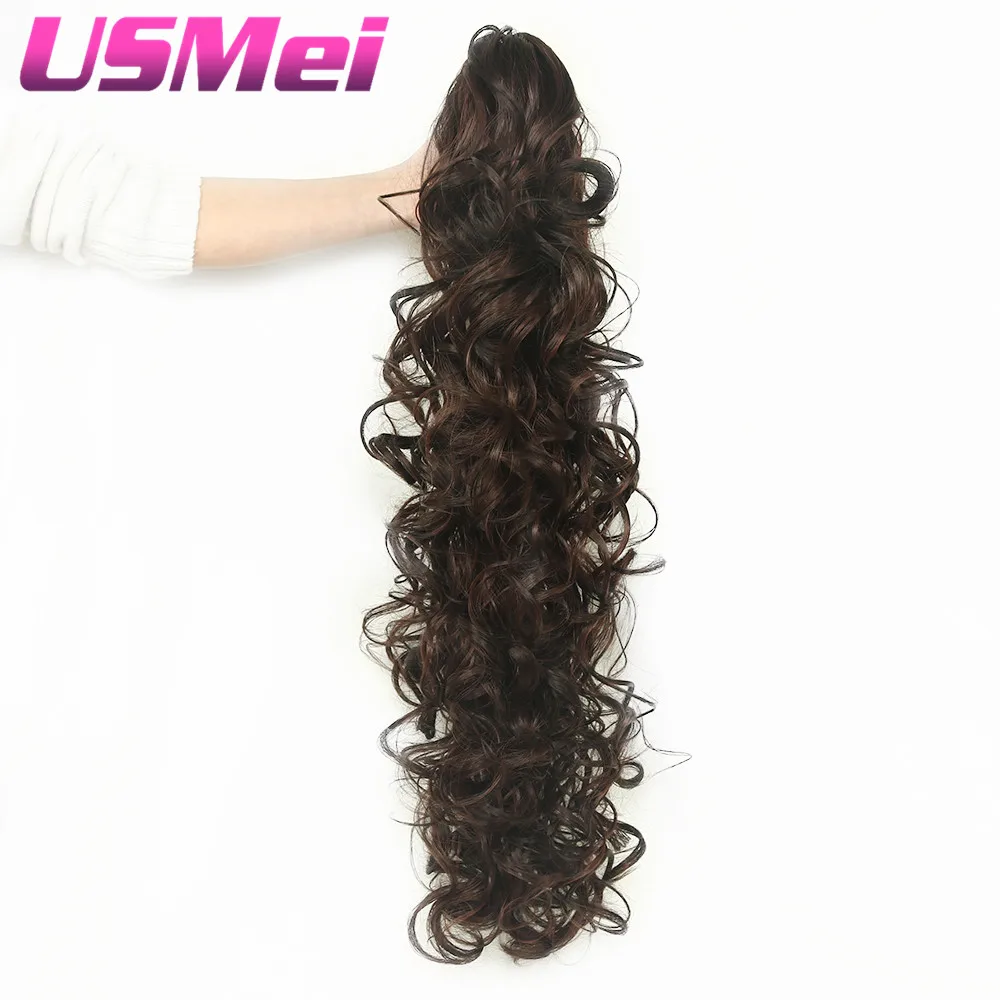 USMEI Synthetic Hairpieces 32 inches Long curly Claw Clip Ponytail Fake Hair Extensions False Hair Pony Tails Horse Tress