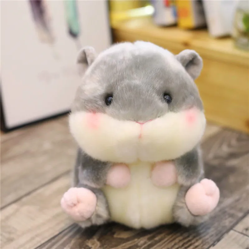grey hamster 18 см хомяк/Панда Кролик/свинья плюшевый шар Милая круглая форма чучело Мягкая кукла плюшевый пингвин/Дельфин маленький размер игрушки для детей - Цвет: grey hamster
