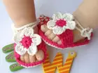 Девочка ребенок младенческой ручной вязки крючком цветок жемчужные сандалии для малышей обувь Детская шерстяная обувь с цветами