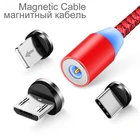 Магнитный зарядный кабель со светодиодной подсветкой, Micro USB Type-C, для iPhone XS X 7 8 6 Samsung S10 A50 A7 A8 2018