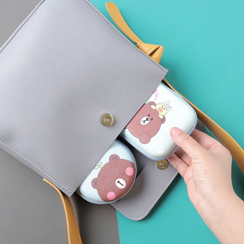 Портативный монеты кошелек Малый мешок с застежкой мультфильм хранения наушники