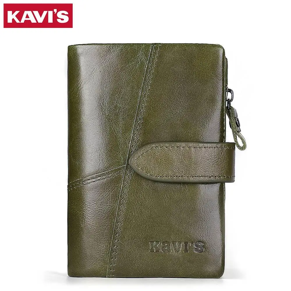 Green M KAVIS женский кошелек из натуральной кожи кошелек для монет и маленький Walet Portomonee Леди Деньги зеленая молния Perse держатель для карт Perse - Цвет: Green M