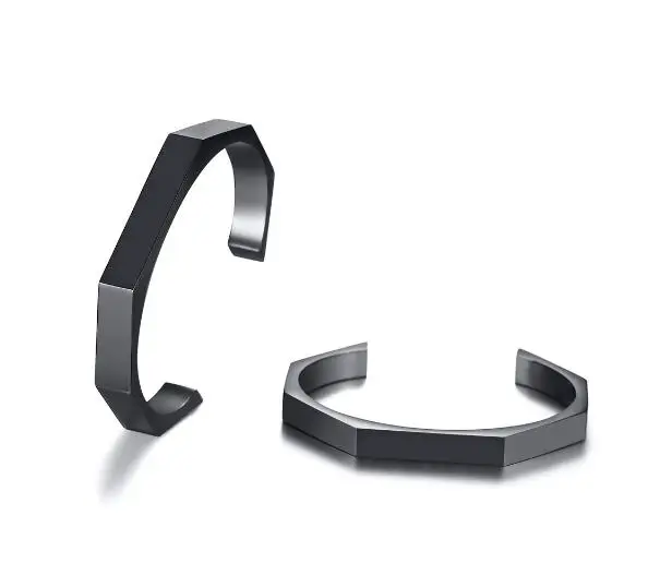 

Choose Black Stainless Steel New design Women Mens Style Solid Open Bangle Bracelet Cuff Bling