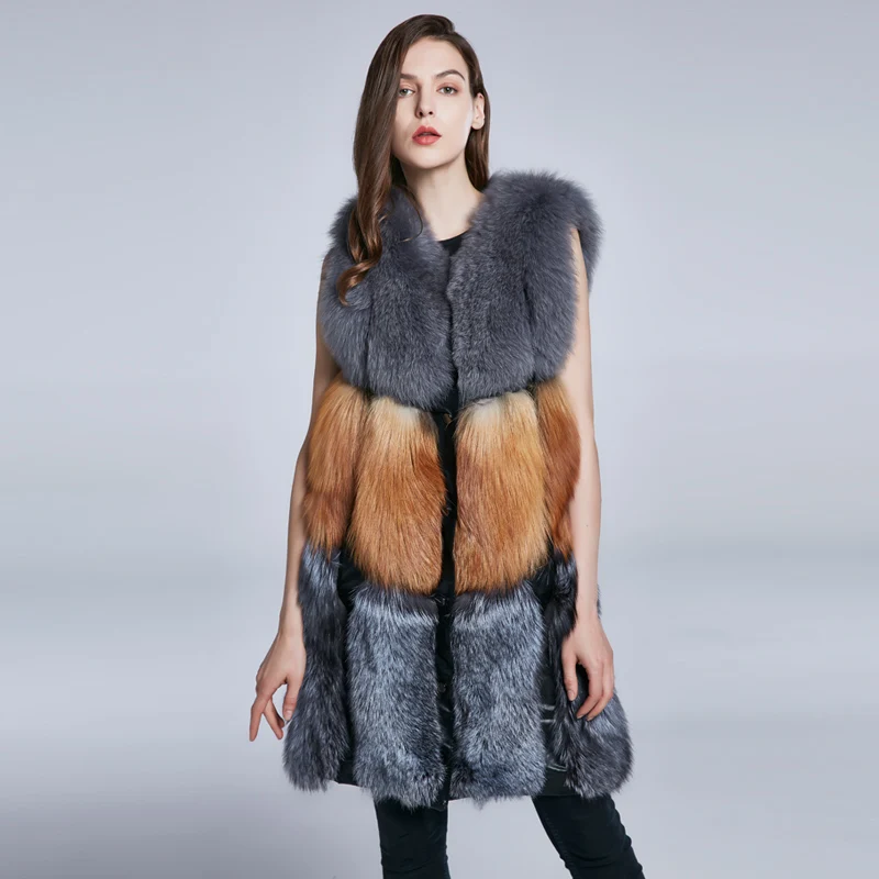 JKP real fox fur natural vest  women coat Sleeveless design  fox fur vest HPS-003 enlarge