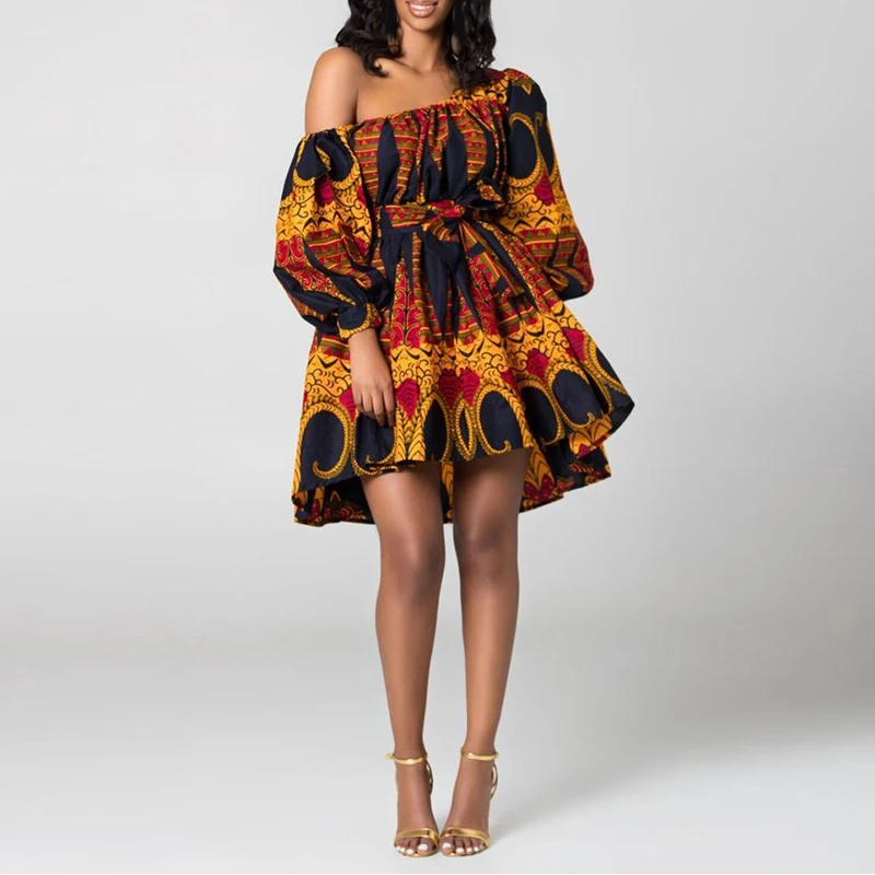Женское платье Летний Повседневный модный фонарь рукав Африканский