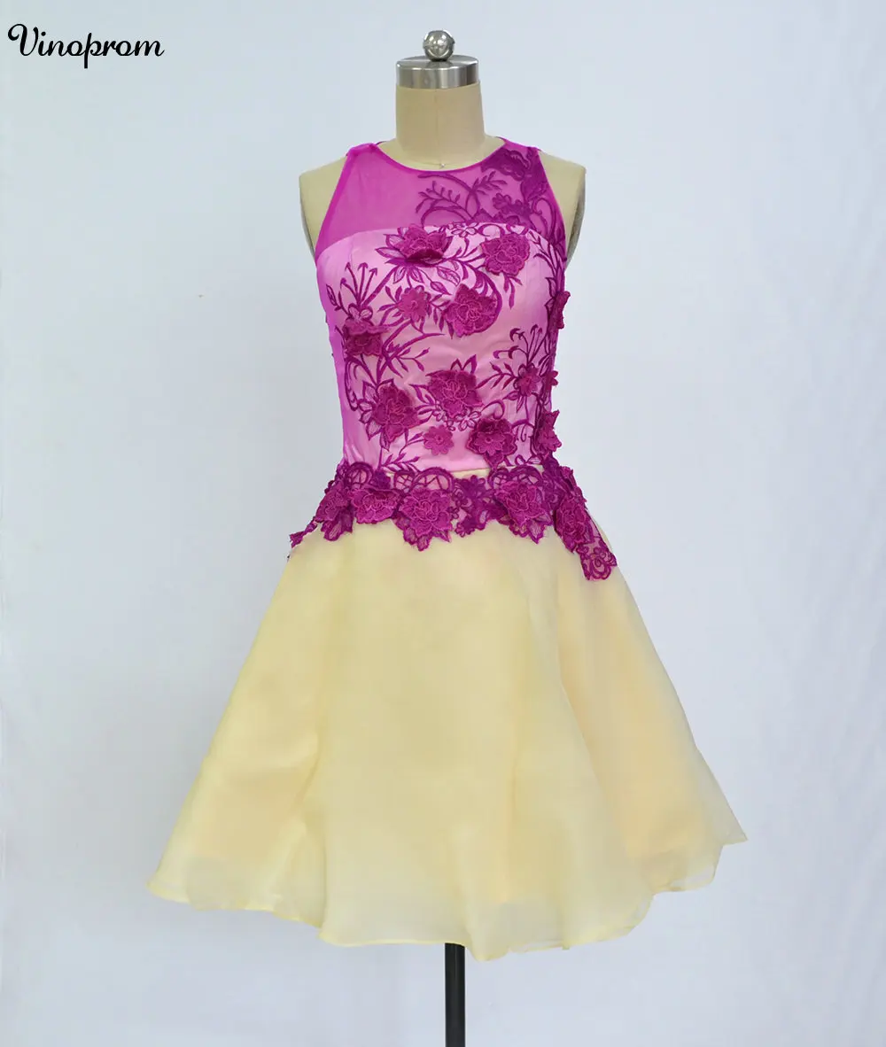 

Charming A Line Cocktail Party Dresses Scoop Embroidery Sleeveless Dress Women Wear Short Zipper Back Cheap Homecoming