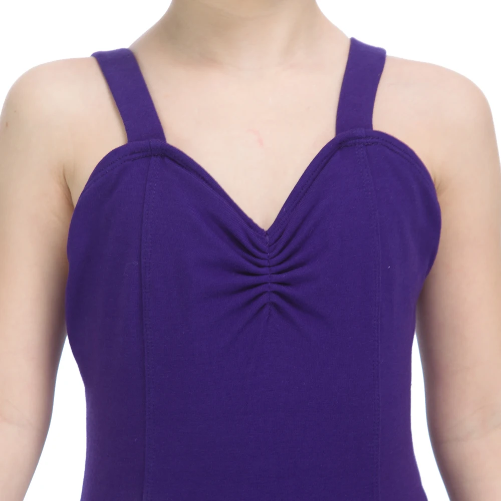 Балетная школьная танцевальная одежда для девочек цвет фиолетовый Хлопок лайкра