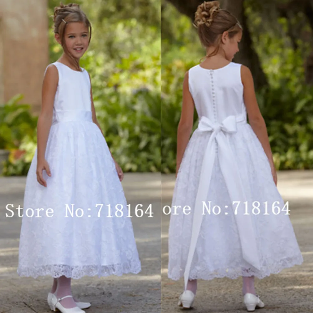 Старинные атласа и кружева платье девушки цветка для свадеб маленькие девочки