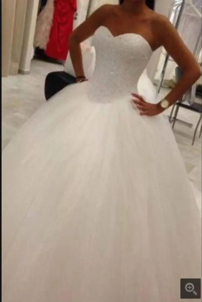 2016 стильное бальное платье принцессы свадебное с бисером недорогие Пышные