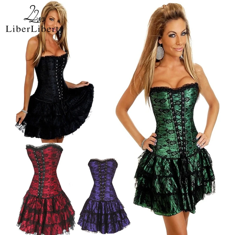 Корсет мини платье полиэстер смесь корсеты 4 цвета кружевные Шейперы нижнее