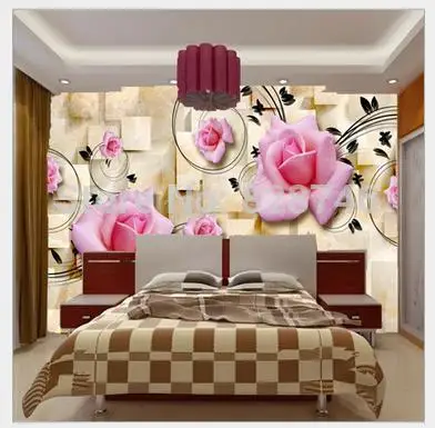 Фотообои на заказ 3d Настенные обои Розовые розы фон для гостиной дивана ТВ