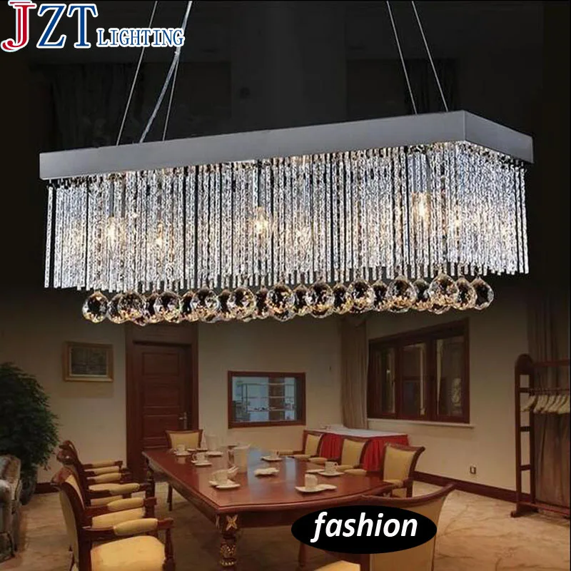 Современная Большая прямоугольная обеденная лампа светодиодная хрустальная