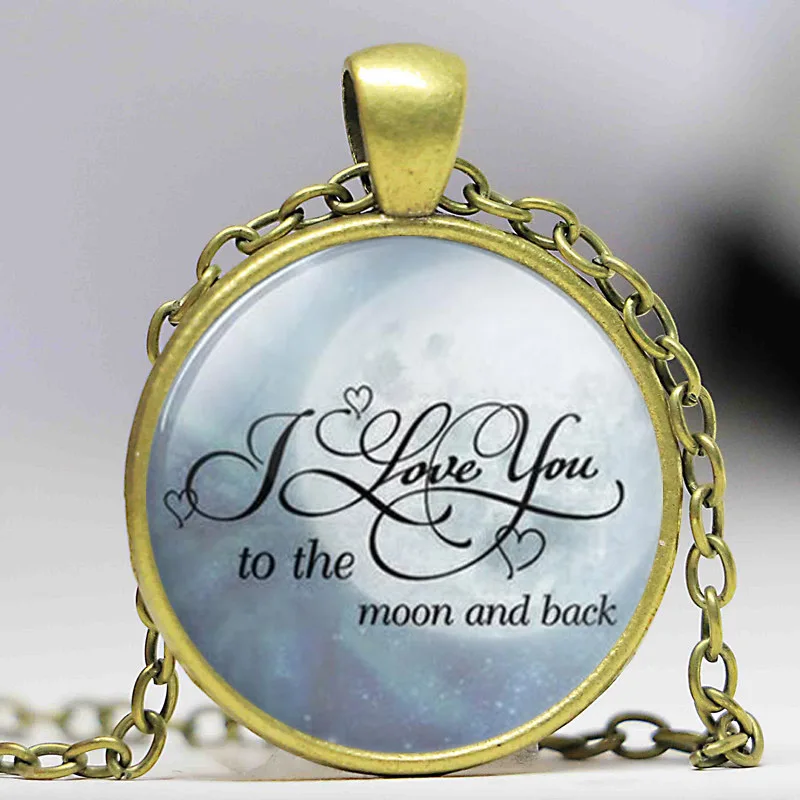 Я люблю тебя до Луны и обратно Цепочки ожерелья Love You to the Moon кулон Модные