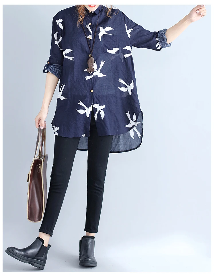 Женская Повседневная рубашка с асимметричным подолом большого размера