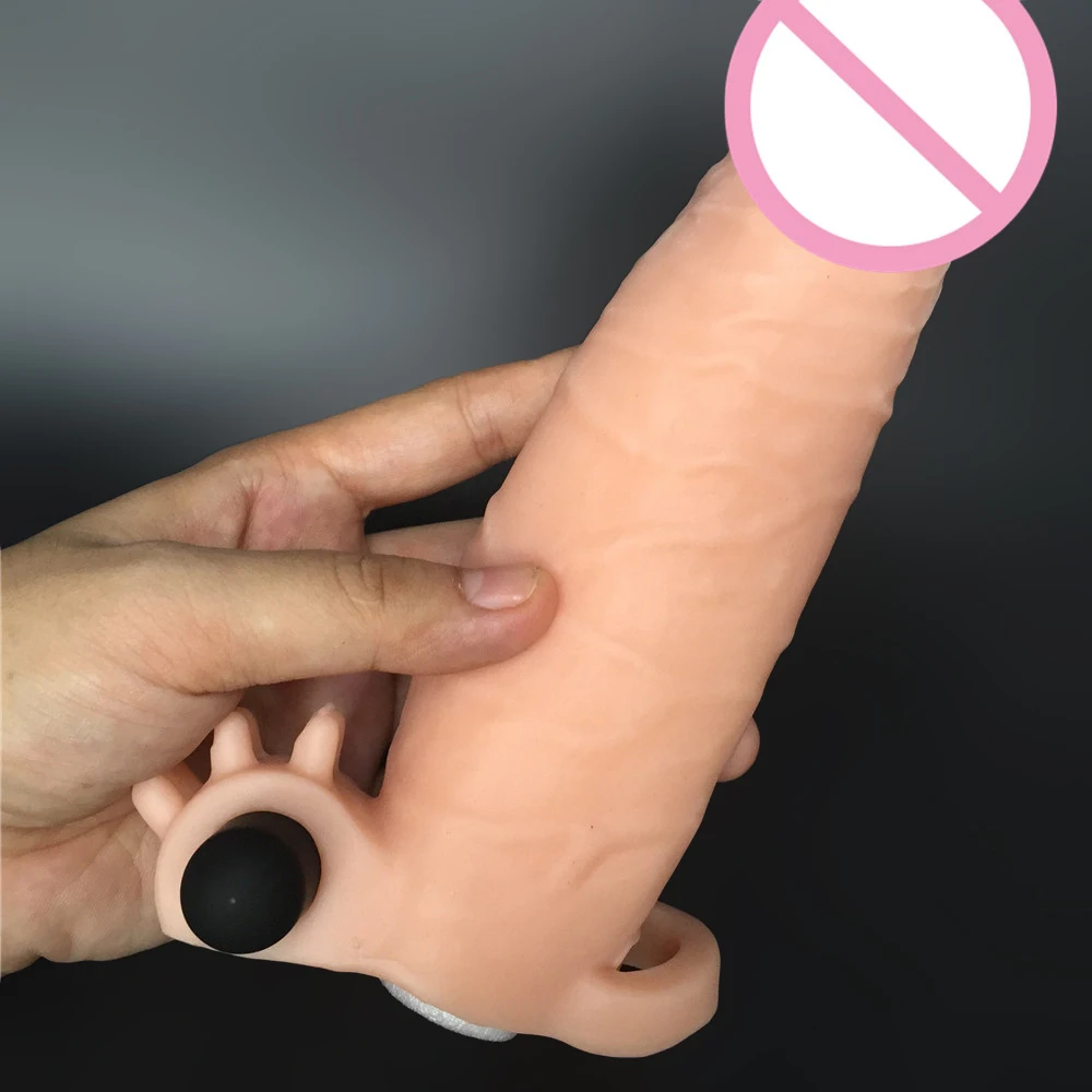 7 дюймов L Толстые Реалистичная пениса рукава с пуля Вибрирующая увеличение