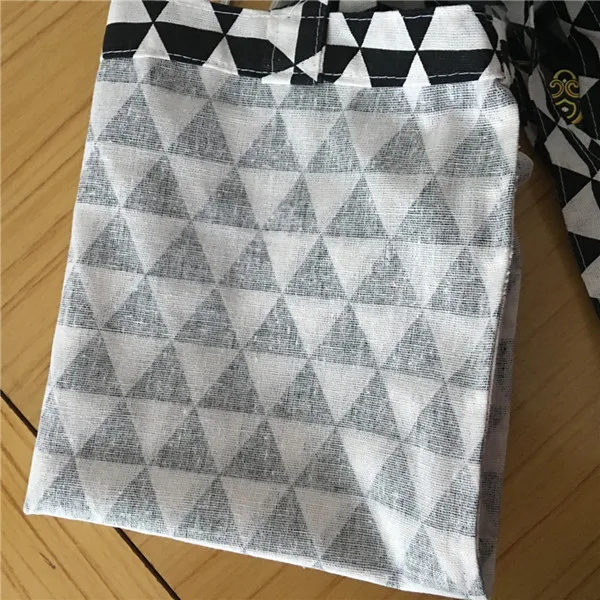 1 layer no lining YILE хлопок льняная ткань эко хозяйственная сумка на плечо с геометрическим принтом 1206-3 - Цвет: 1 layer no lining