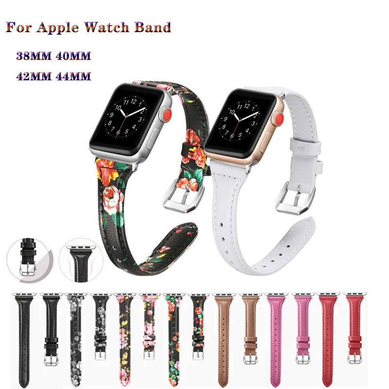 Кожаный тонкий спортивный браслет Ремешки для наручных часов Apple Watch версии 4 44/40