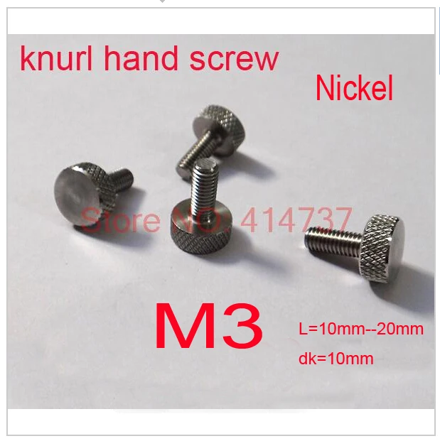 20pcs/lot High Quality M3/M4 Caliper Adjust Positioning Screw Flat Head Knurl Hand Screw Length 10mm--20mm