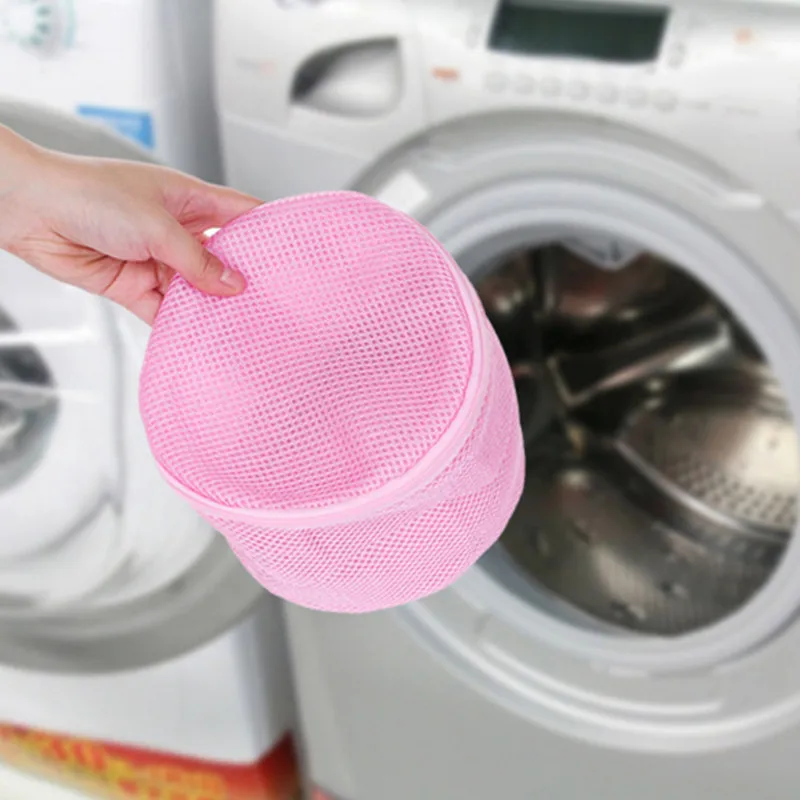 1pcs Polyester laundry bag underwear bra socks wash washing machine round mesh zipper net protective cover |