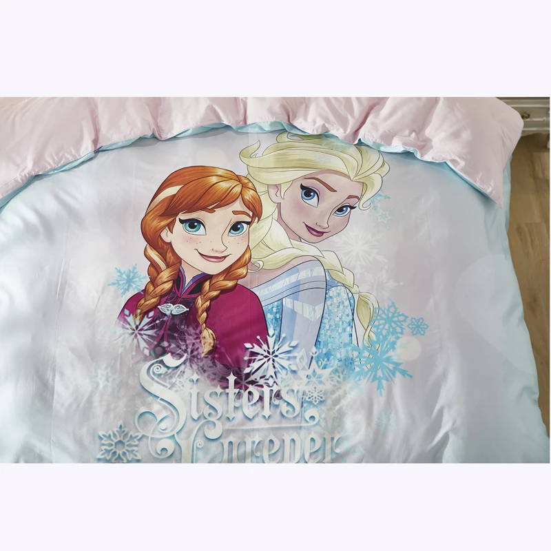 Disney светильник синего цвета с изображением Эльзы из мультфильма «Холодное сердце» Анны постельного белья для девочек Детская Украшения в спальню простыни пододеяльник набор 3/4 шт