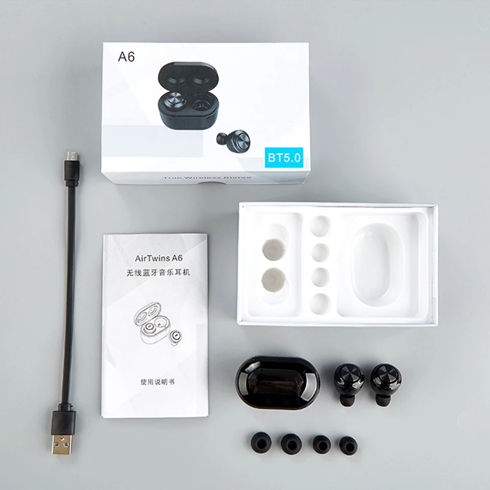 TWS HIFI Wireless Bluetooth Earphone V5.0 4D Stereo Waterproof Mini In-Ear Headset with Mic for All Smart Phone | Электроника