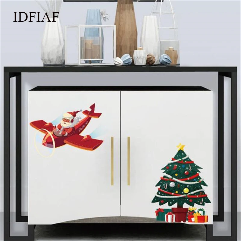 IDFIAF Рождественское украшение туалетный стикер Рождественская елка самолет дома