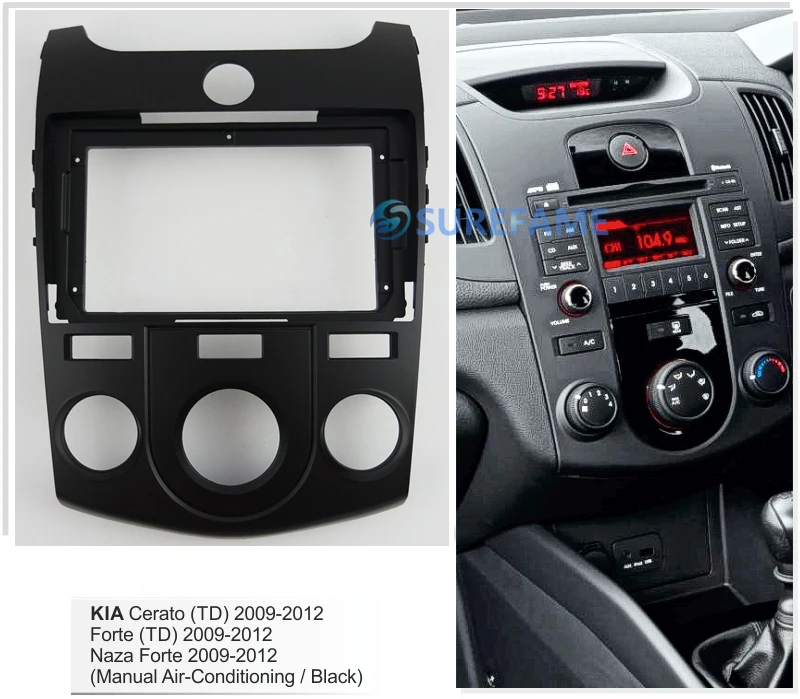 9 дюймов Автомобильная панель радио для KIA Cerato, Forte 2009-2012(Руководство Aircon, черный) Dash Kit установка Переходная рамка адаптер пластина