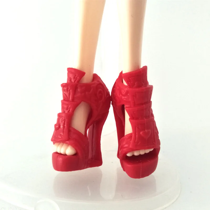 Красные высококачественные оригинальные туфли для кукол Monster High на высоком