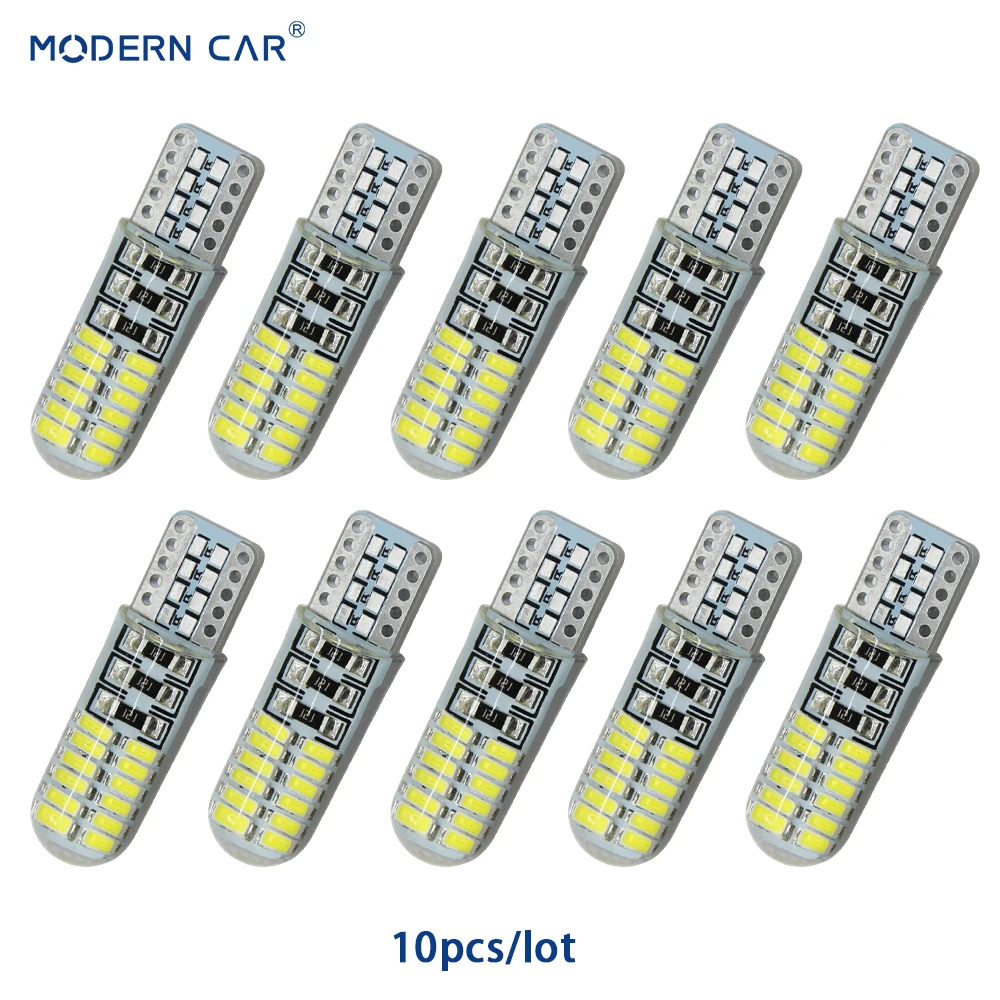Автомобильная лампа стояночного сигнала 10xT10 W5W T10 168 194 24SMD 3014 светодиодная с