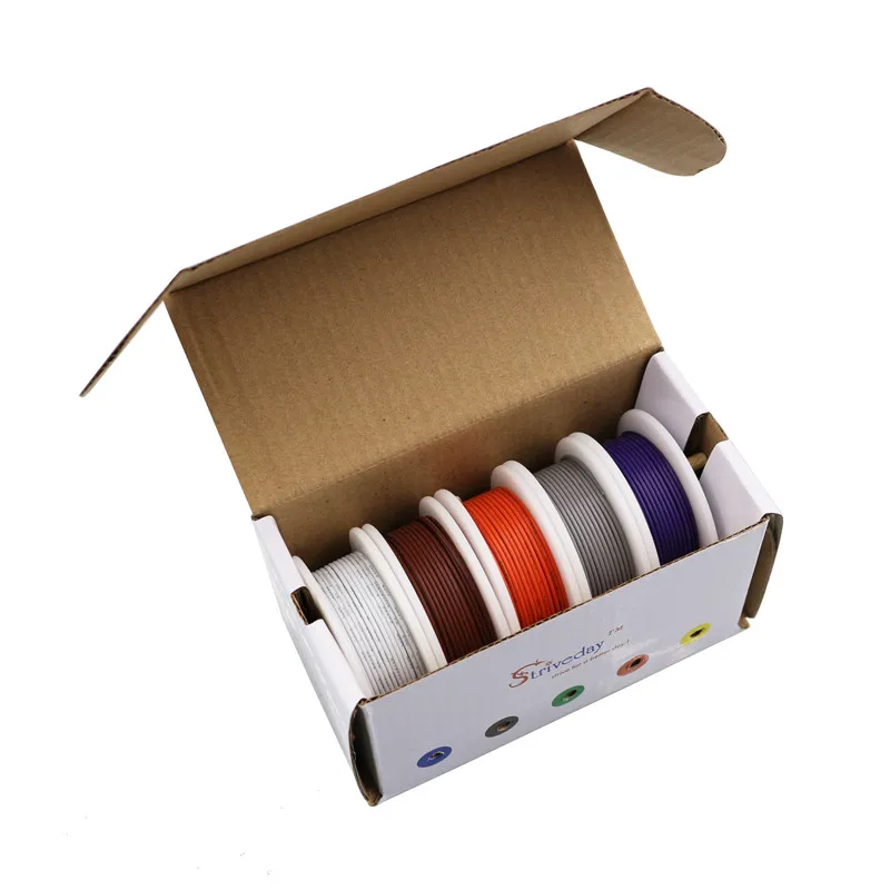 Фото UL 1007 18AWG25 м 5 цветов коробка для смешивания 1/коробка 2 упаковки PCB электронный кабель луженый медный провод многожильный провод Сертификация ... №3