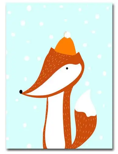 Скандинавское искусство мультфильм животное олень медведь плакат с пингвином