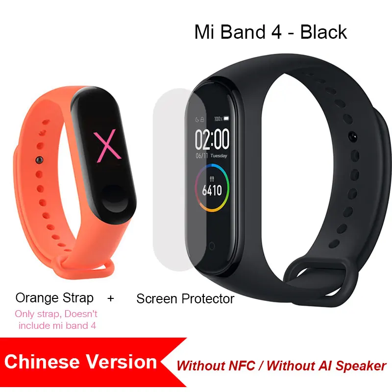 .CN Add Orange Xiaomi Mi Band 4 фитнес браслет, смарт браслет Miband 4 Фитнес-трекер Heart Rate 0,9" Цветной экран Bluetooth 5.0, глобальная версия - Цвет: .CN Add Orange