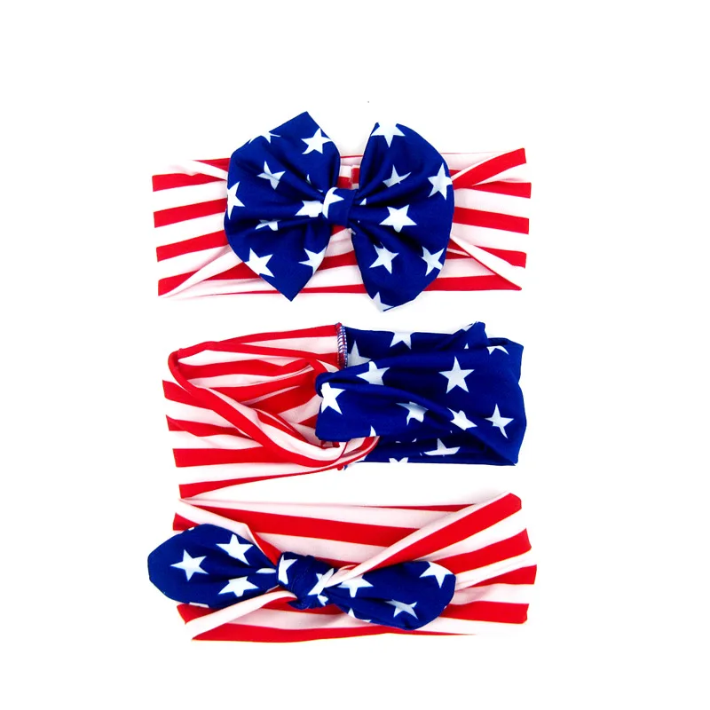 Повязка на голову с изображением американского флага для девочек эластичная