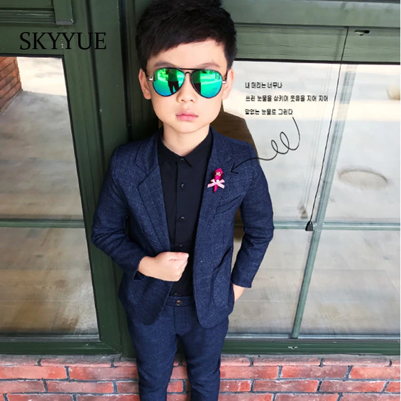 

Baby boys suits Kids Child Blazer Jackets for a boy 2019 Black Spring Coat Pants 2 Piece Suit Formal Wedding Children Clothing