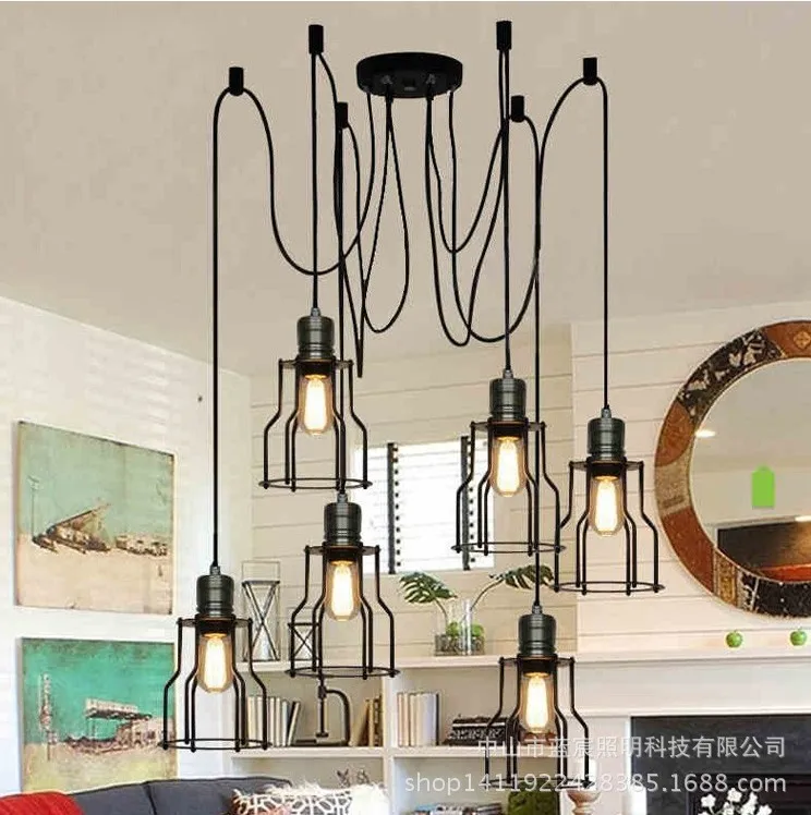 Антикварный классический Регулируемый арт потолочный светильник паук ретро