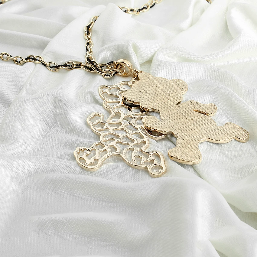 Новое ювелирное изделие позолоченное ожерелье с маленьким медвежонком Женская