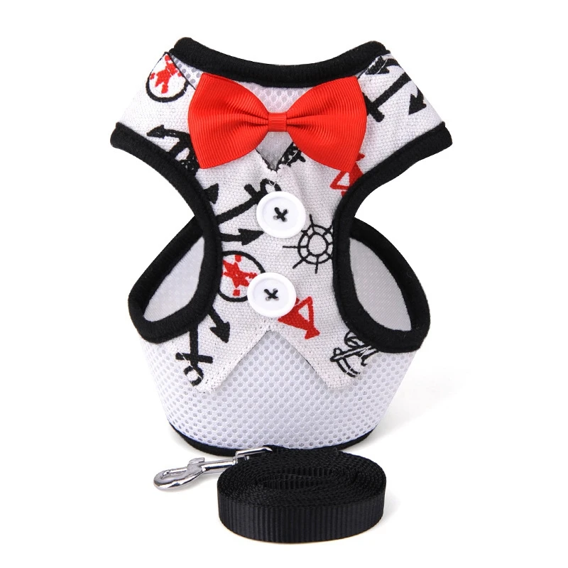 Pet Evening Dress Leash Collars Puppy Small Dog Harness Teddy Vest Butterfly Bow Tie Interactive Training Tools | Дом и сад