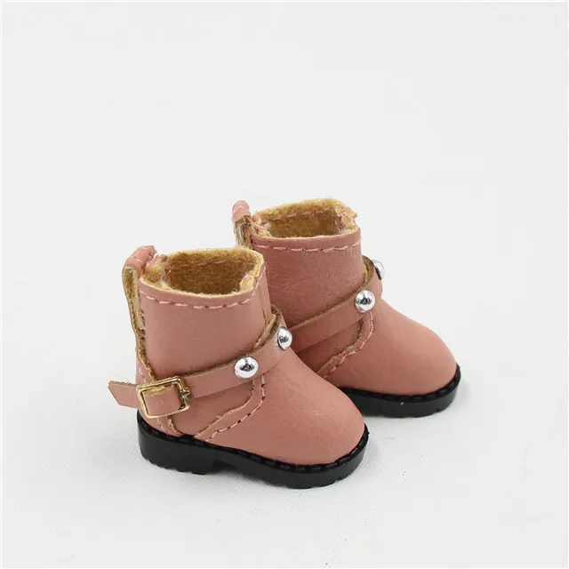 pink Blyth doll icy licca body cool boots кожаные игрушечные сапожки с заклепками - Цвет: pink