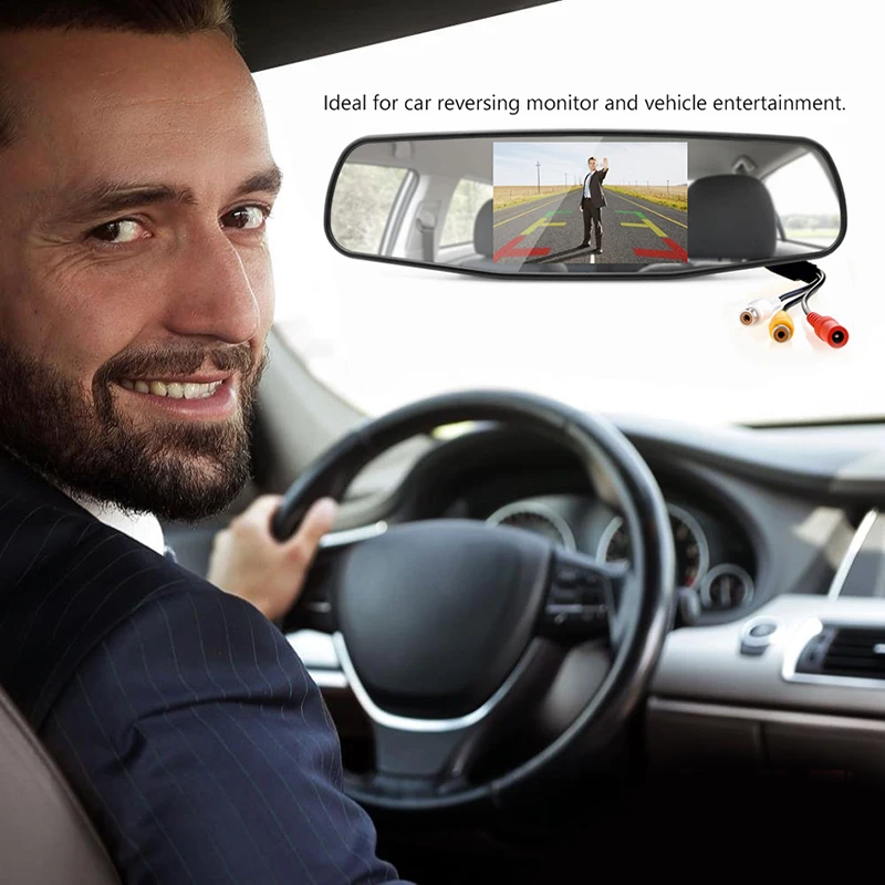 GreenYi HD Mirror Monitor 800*480 High Resolution TFT LCD Rear View Screen Display for Backup Camera Two Video Inputs | Автомобили и